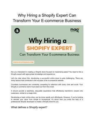 The Top Benefits of Hiring a Shopify Expert for Online Store