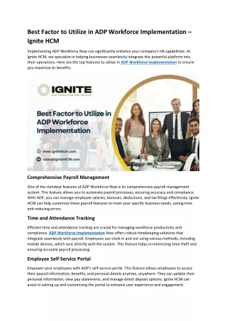 Best Factor to Utilize in ADP Workforce Implementation