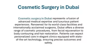Cosmetic Surgery in Dubai