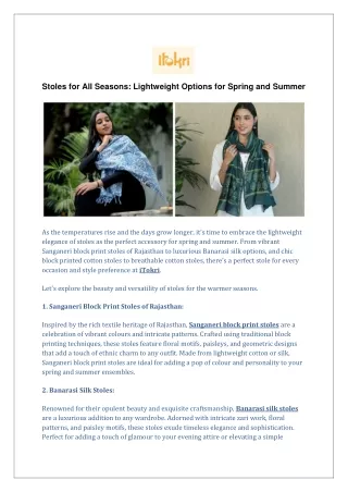 Stoles for All Seasons: Lightweight Options for Spring and Summer