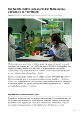 The Transformative Impact of Indian Nutraceutical Companies on Your Health - ZimLabs