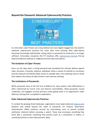 Beyond the Password_ Advanced Cybersecurity Practices