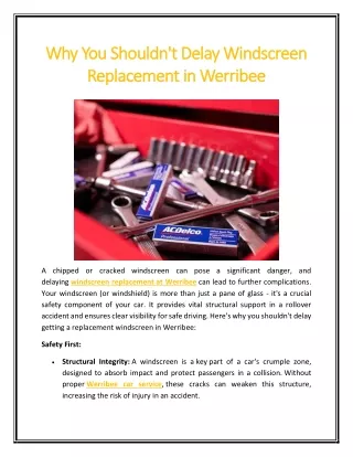 Why You Shouldnt Delay Windscreen Replacement in Werribee