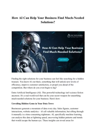 How AI Can Help Your Business Find Much-Needed Solutions