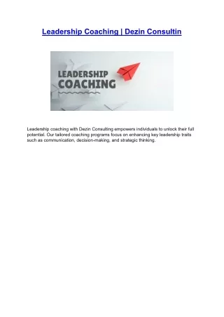 Leadership Coaching | Dezin Consulting