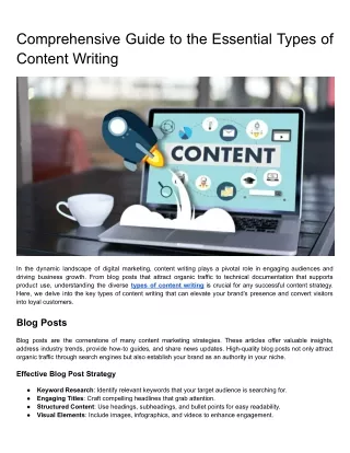 Comprehensive Guide to the Essential Types of Content Writing