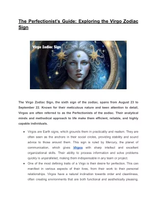 The Perfectionist’s Guide_ Exploring the Virgo Zodiac Sign