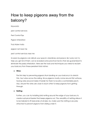 How to keep pigeons away from the balcony?