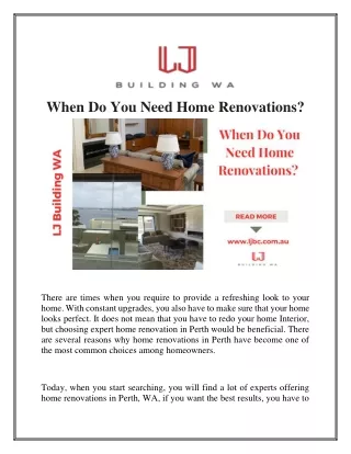 When Do You Need Home Renovations