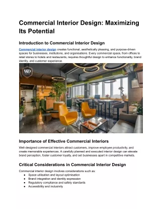 Unlocking the Potential of Commercial Interior Design