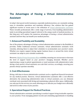 The Advantages of Having a Virtual Administrative Assistant