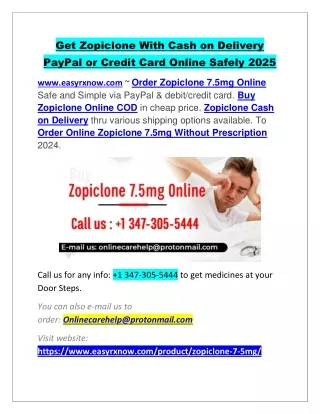 ORDER ZOPICLONE ONLINE Good CASH on DELIVERY @USA