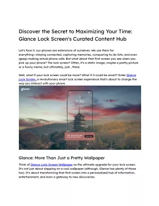 Discover the Secret to Maximizing Your Time_ Glance Lock Screen's Curated Content Hub (1)