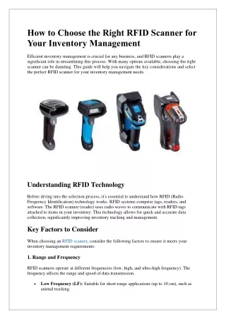 How to choose Right RFID_Scanner