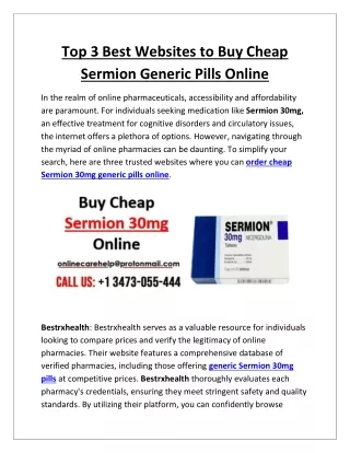 Top 3 Best Websites to Buy Cheap Sermion Generic Pills Online