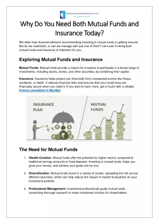 Why Do You Need Both Mutual Funds and Insurance Today