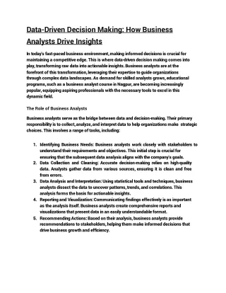 Data-Driven Decision Making_ How Business Analysts Drive Insights