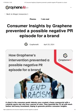 #1 Consumer Insights by Graphene prevented a possible negative PR episode for a brand (1)