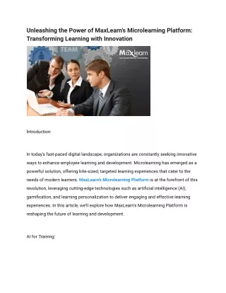 Unleashing the Power of MaxLearn's Microlearning Platform_ Transforming Learning with Innovation