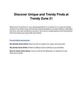 Discover Unique and Trendy Finds at Trendy Zone 21
