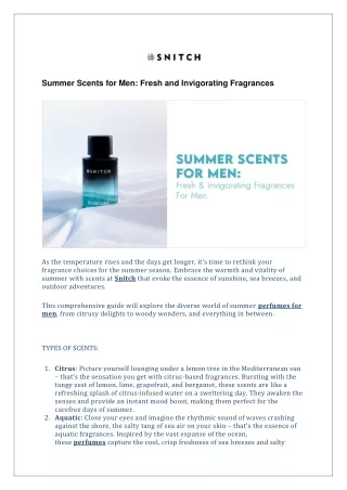 SUMMER SCENTS FOR MEN: FRESH AND INVIGORATING FRAGRANCES