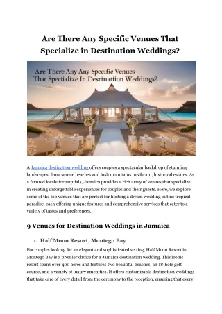 Are there any specific venues that specialize in destination weddings