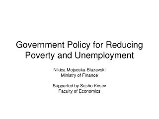 Government Policy for Reducing Poverty and Unemployment
