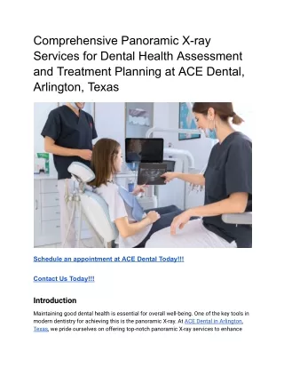 Comprehensive Panoramic X-ray Services for Dental Health Assessment and Treatment Planning at ACE Dental, Arlington, Tex