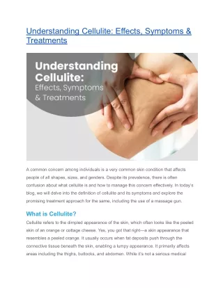 Understanding Cellulite- Effects, Symptoms & Treatments