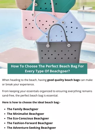 How To Choose The Perfect Beach Bag For Every Type Of Beachgoer?