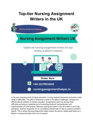 Top-tier Nursing Assignment Writers in the UK