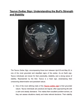 Understanding Taurus: The Strength and Stability of the Bull