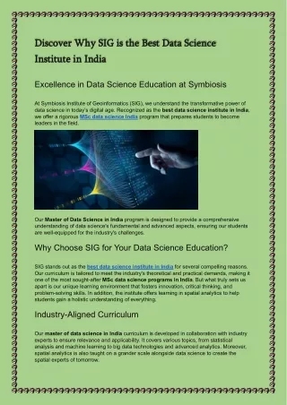 Discover Why SIG is the Best Data Science Institute in India