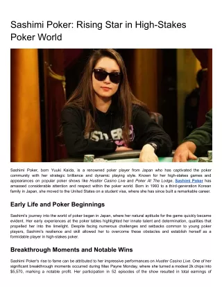 Sashimi Poker_ Rising Star in High-Stakes Poker World