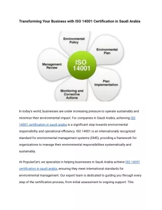 Transforming Your Business with ISO 14001 Certification in Saudi Arabia