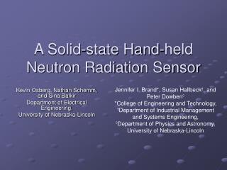 A Solid-state Hand-held Neutron Radiation Sensor