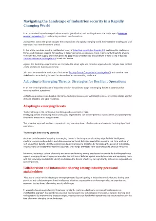 Navigating the Landscape of Industries security in a Rapidly Changing World