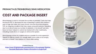 Promacta (Eltrombopag) 50mg Medication Cost and Package Insert