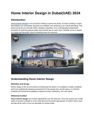 Home Interior Design in Dubai(UAE) 2024