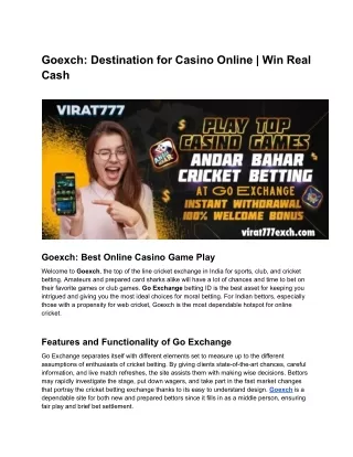 Goexch_ Destination for Casino Online _ Win Real Cash