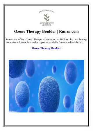 Ozone Therapy Boulder Rmrm.com
