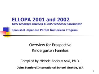 ELLOPA 2001 and 2002 Early Language Listening &amp; Oral Proficiency Assessment Spanish &amp; Japanese Partial Immersion