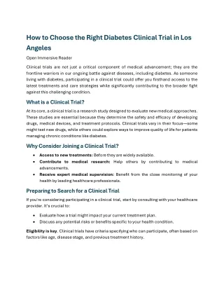 How to Choose the Right Diabetes Clinical Trial in Los Angeles