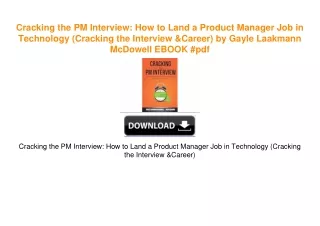 Cracking the PM Interview: How to Land a Product Manager Job in Technology (Cracking the