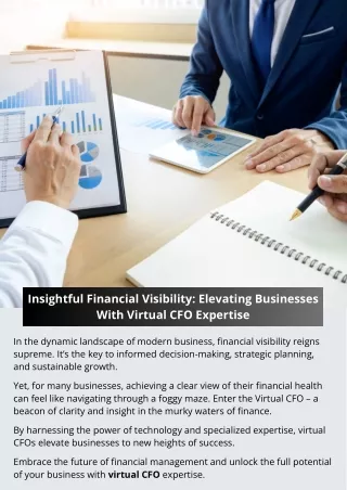 Insightful Financial Visibility Elevating Businesses With Virtual CFO Expertise