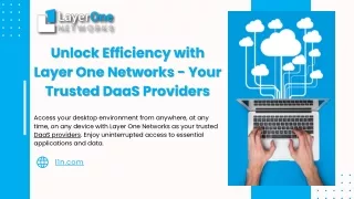 Unlock Efficiency with Layer One Networks - Your Trusted DaaS Providers