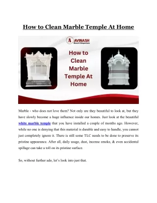 How to Clean Marble Temple at Home