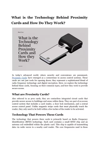 What is the Technology Behind Proximity Cards and How Do They Work