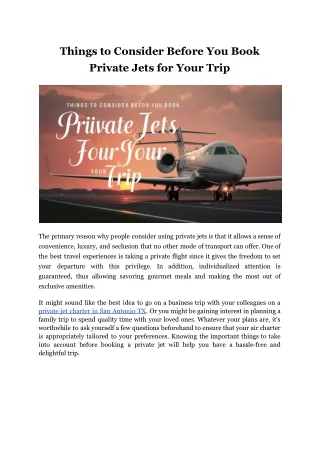 Things to Consider Before You Book Private Jets for Your Trip