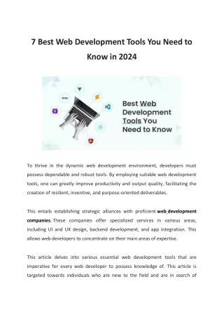 7 Best Web Development Tools You Need to Know in 2024